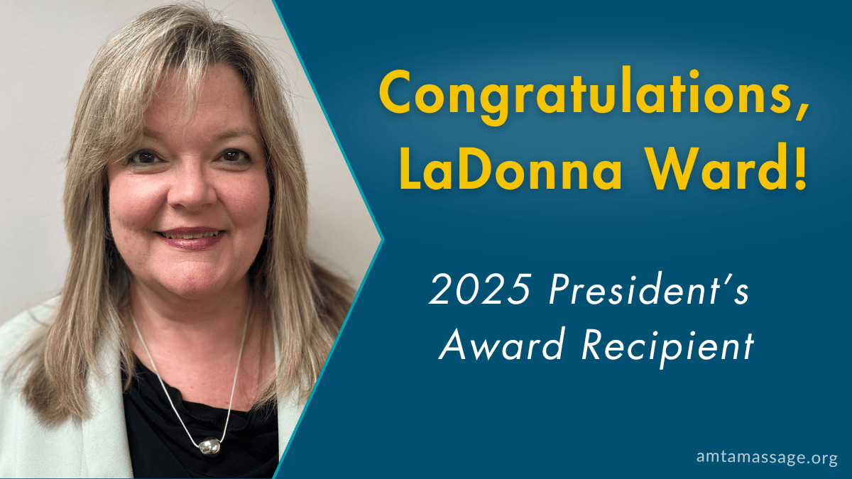 Image of LaDonna Ward, woman with blonde hair, the words "Congratulations, LaDonna Ward 2026 President's Award Recipient" stand to the left of her image