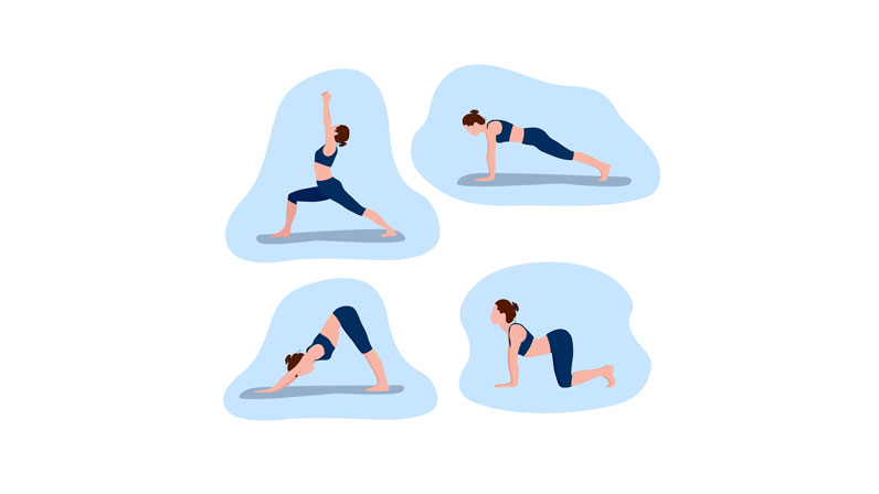 yoga and stretching pose illustrations