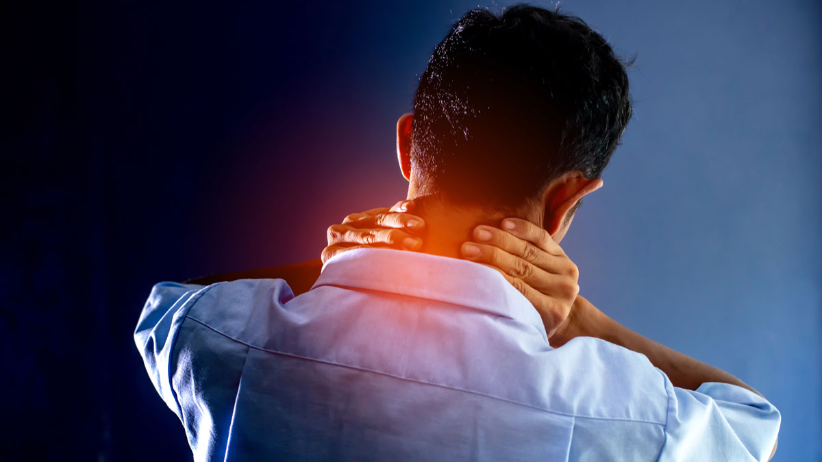 man with neck pain