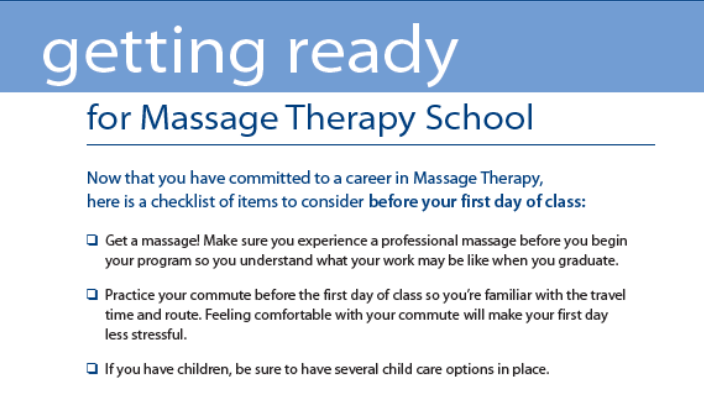 getting ready for massage school text